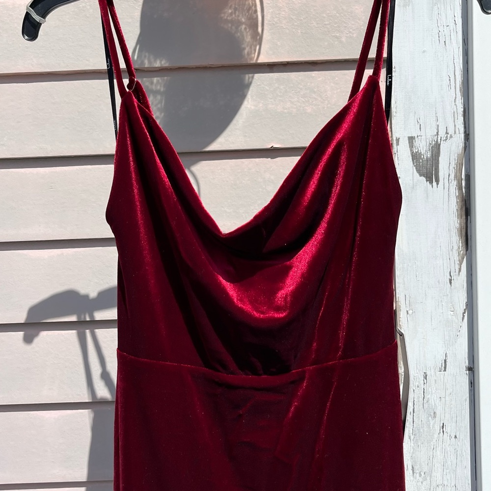 Red velvet maxi dress